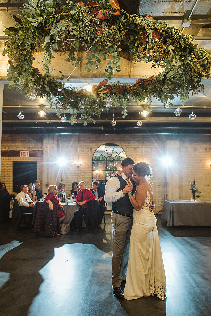 bride and groom first dance at the standard in rockford illinois