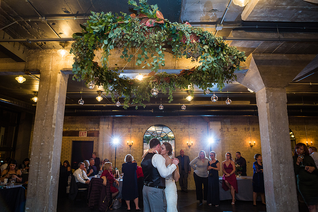bride and groom first dance at the standard in rockford illinois