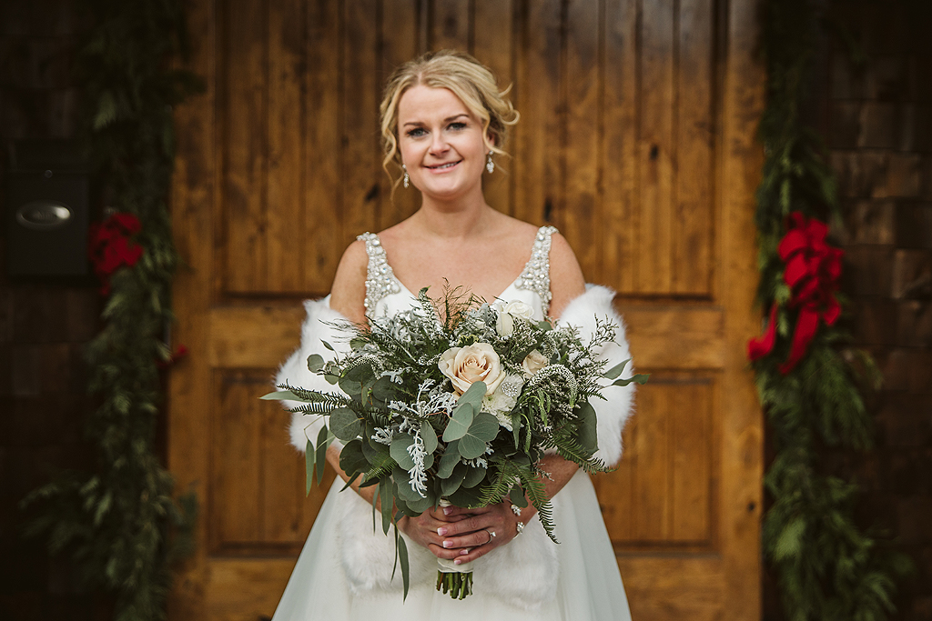 bride holding her wedding bouquet 